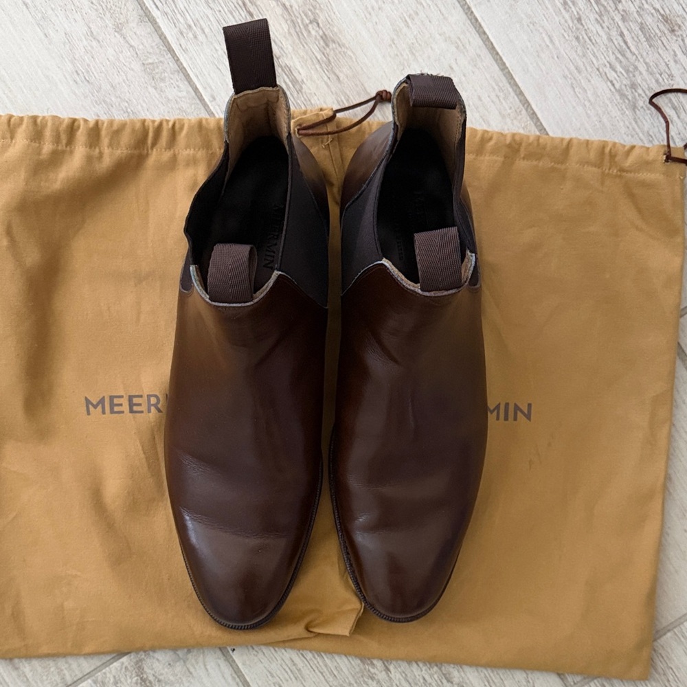 Meermin Dark Brown Leather Chelsea Boots - Picture 2 of 5